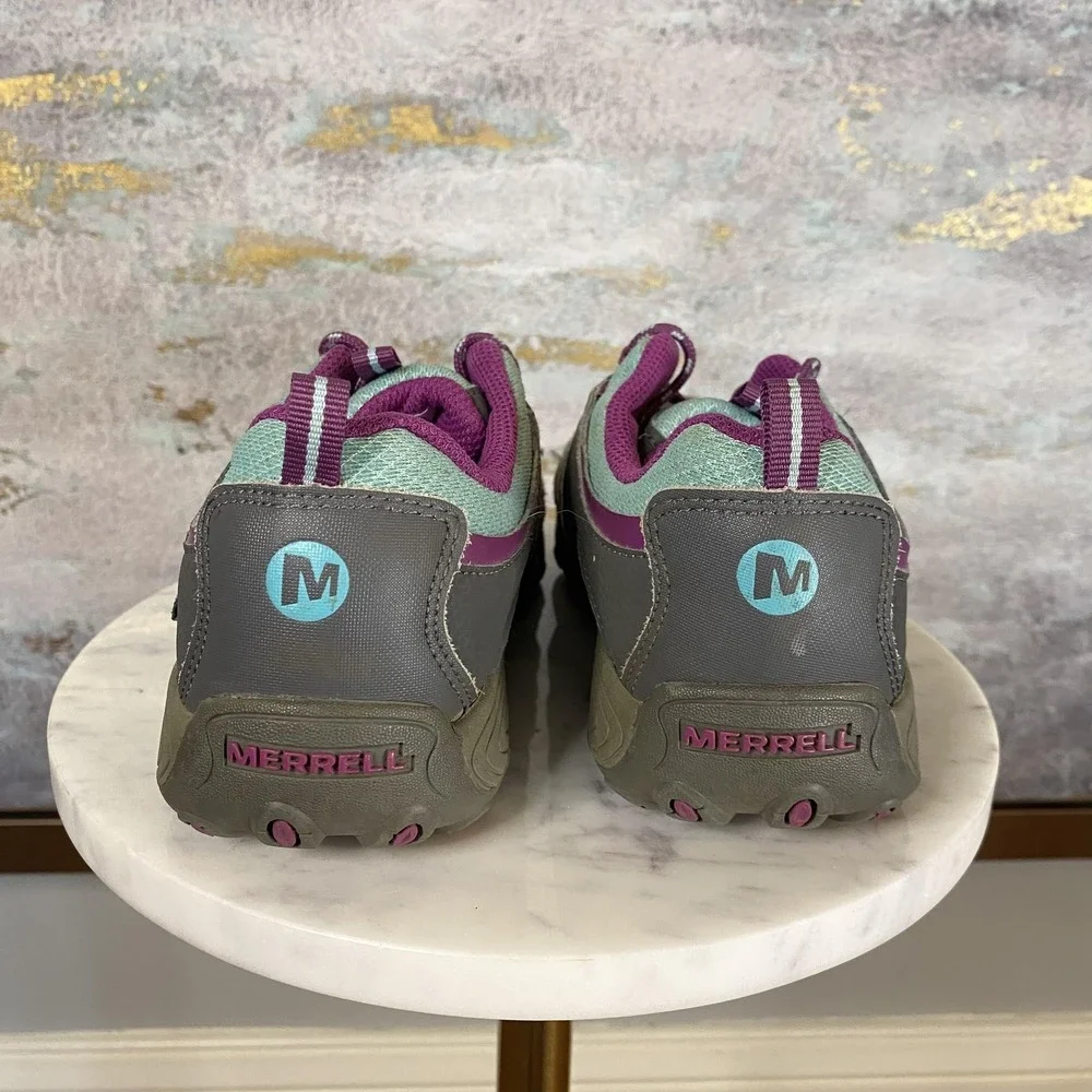 Merrell Chameleon Low Lace WPFP Shoes Youth Size 2 Gray Purple Waterproof Hiking